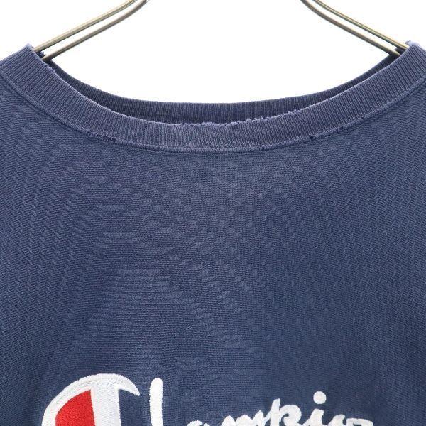 チャンピオン 90s USA製 リバースウィーブ ロゴ 刺繍 スウェット M 紺