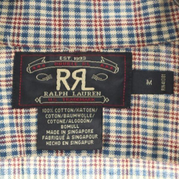 RRL 90s 初期黒タグ 赤三ツ星 オープンカラー チェック柄 長袖 シャツ