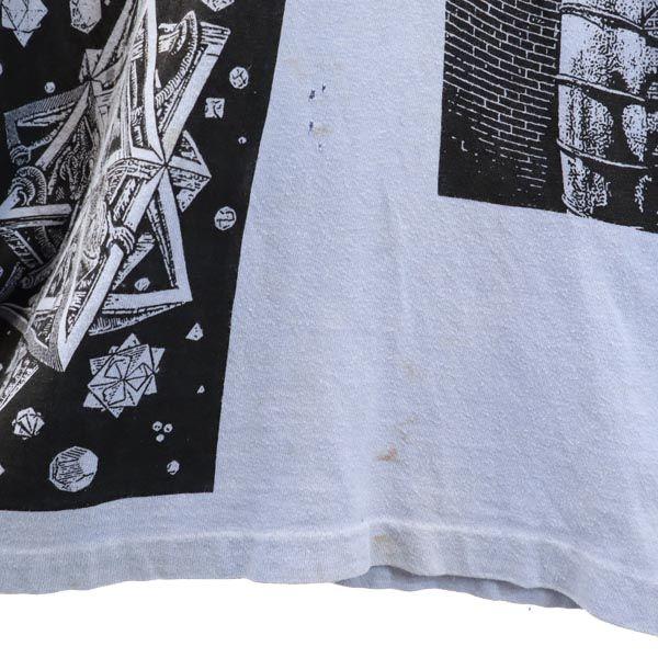 マウリッツエッシャー 90s マルチ だまし絵 USA製 プリント 半袖 Tシャツ 青系 M C Escher メンズ 古着 230619