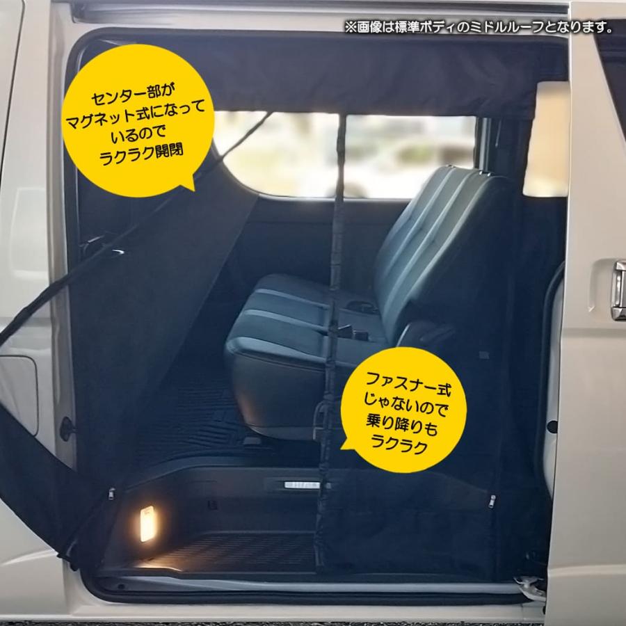 ブラック・サイド用】 マグネット式 防虫ネット ハイエース 200系 1枚