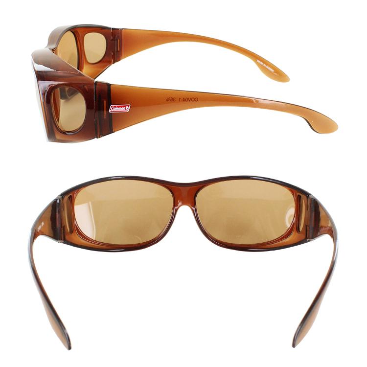ブラウンオーバーサイズサングラス Coleman（コールマン） サングラス メガネの上から 偏光 オーバー