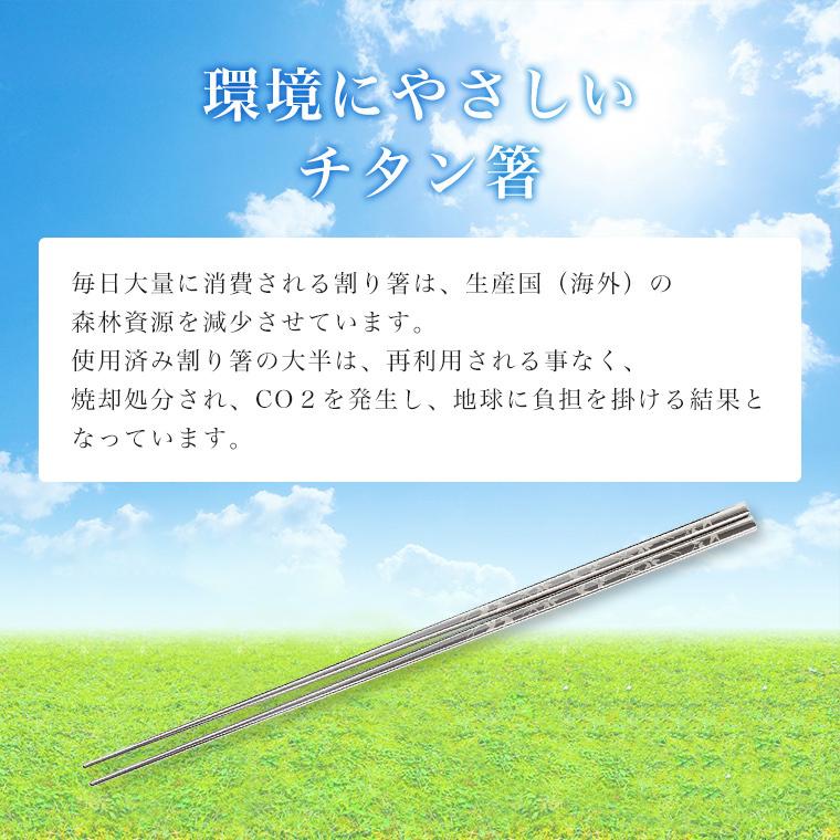 純チタン 箸 はし 日本製 国産 福井かつき箸 彫り模様入り レーザー