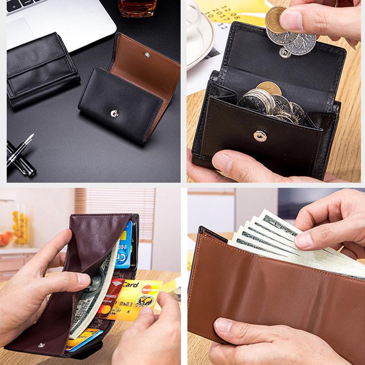 ミニ財布 三つ折り財布 メンズ 本革 牛革 ソフトレザー 小さい財布