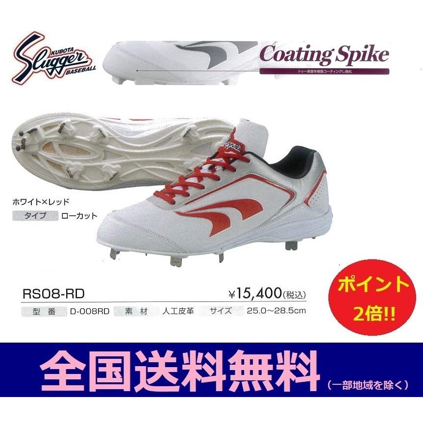 限定販売 久保田スラッガー 野球 ソフトボール コーティング スパイク ホワイト レッド Rs08 Rd
