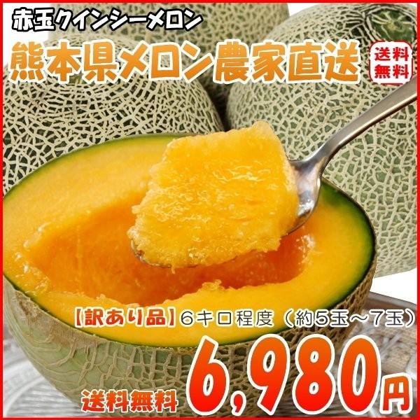 送料無料　熊本県産　クインシーメロン　赤肉　5〜7玉　訳有り　6キロ程度　農家直送品　お試し用｜big-river