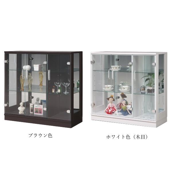 送料無料 90幅コレクションボード 4色対応 木目 ガラス飾り棚 収納家具 