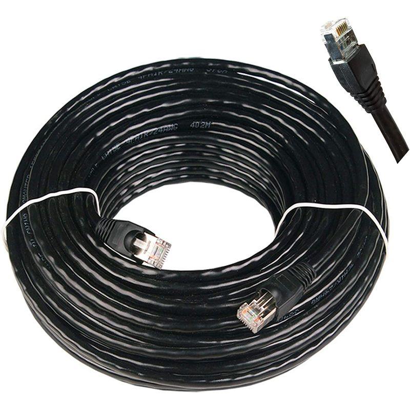 NIMARUNI CAT5e 屋外仕様 2重被覆 LANケーブル 屋外用 コネクタ付 インターネットケーブル 難燃性 耐候性 ブラック (1 防水 日よけ