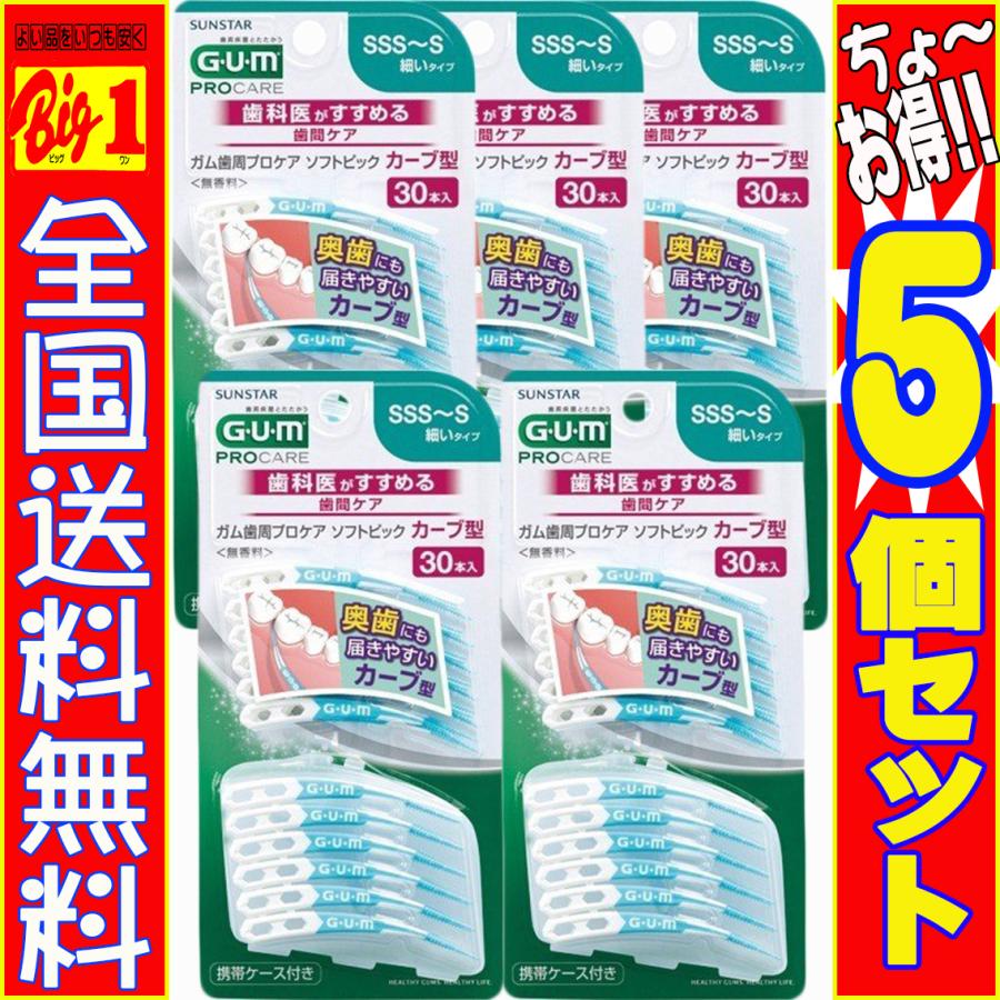 早割クーポン サンスター ガム ソフトピック カーブ型 Sss S 30本 5