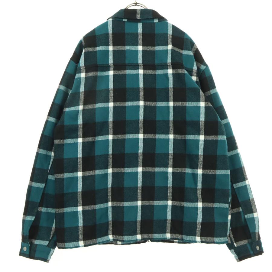 ZARA（ザラ） チェック柄 長袖 ジップ シャツジャケット L グリーン系