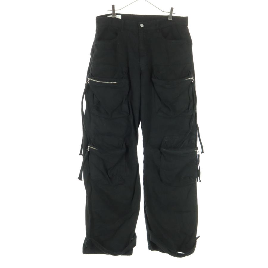 ZARA（ザラ） コットン デニム カーゴパンツ 44 ブラック メンズ 古着