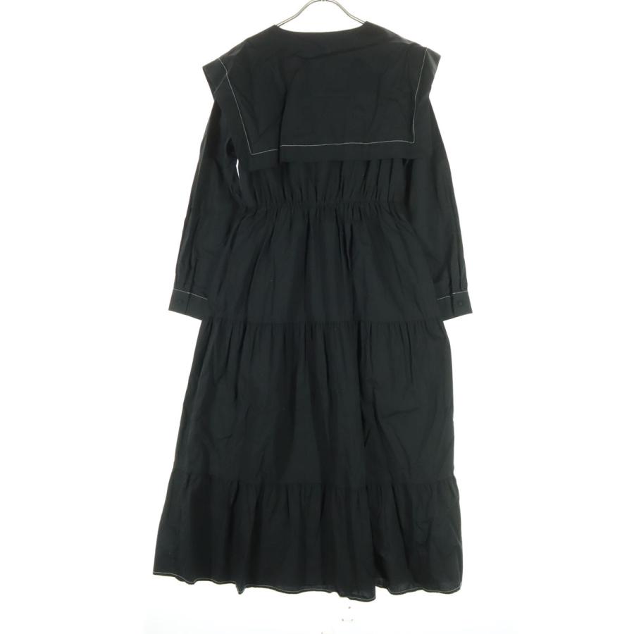 ZARA（ザラ） 長袖 セーラーカラー ロングワンピース M ブラック