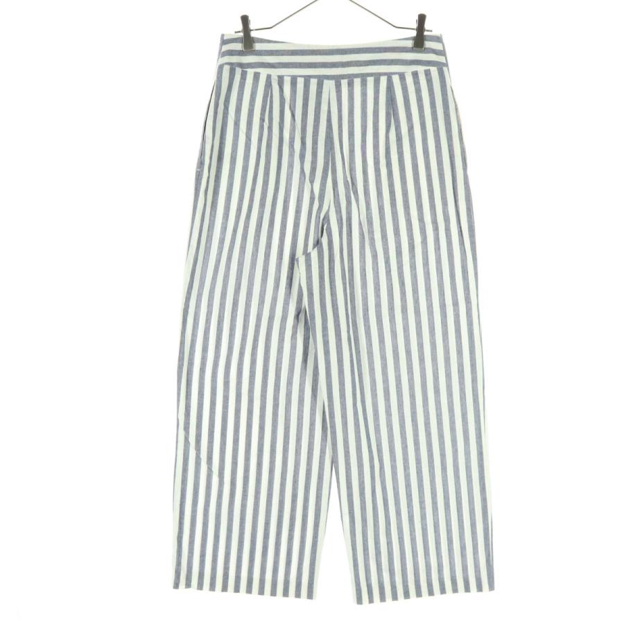 ZARA（ザラ） ストライプ柄 ワイドパンツ M ブルー系 レディース 古着 