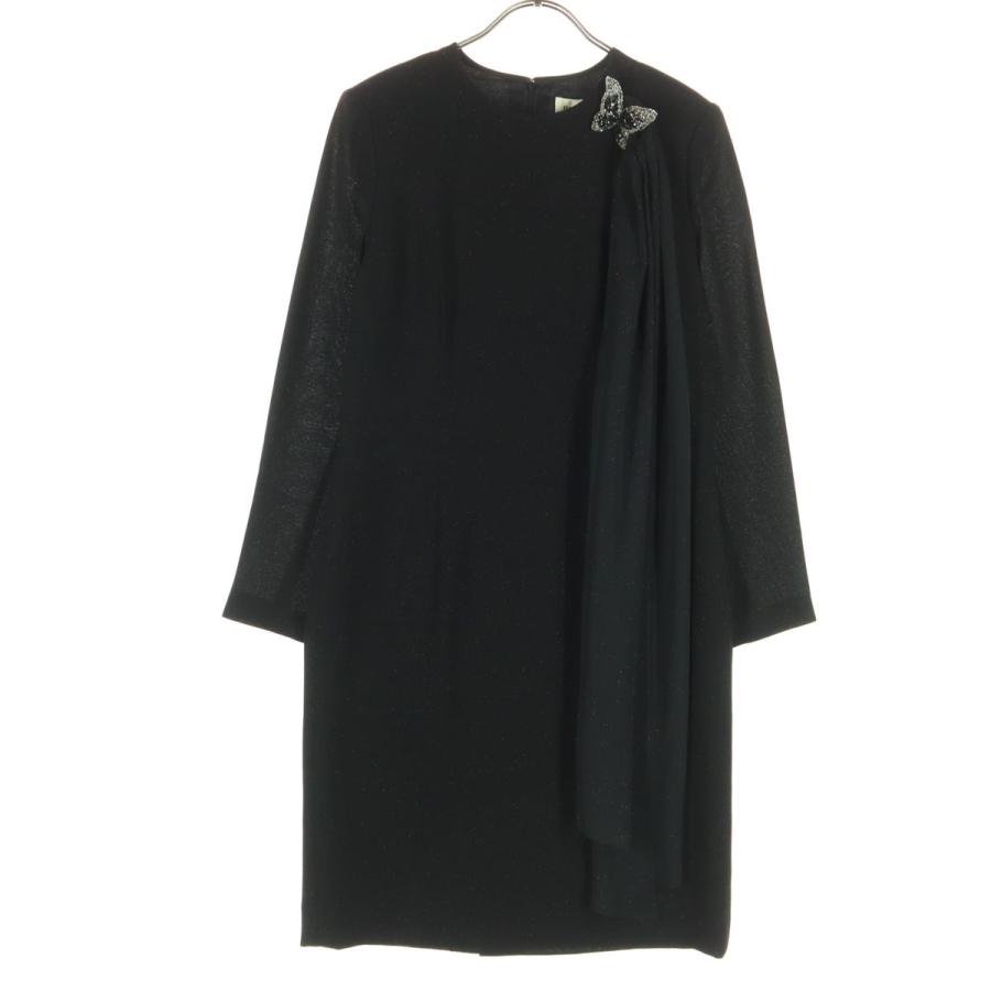 HANAE MORI（ハナエモリ） 美品 森英恵 日本製 蝶柄 長袖 膝丈 