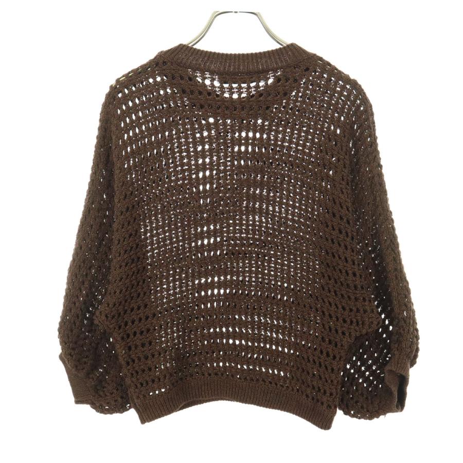ZARA（ザラ） 美品 7分袖 クルーネック メッシュ ニット M ブラウン