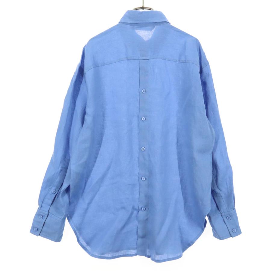 ZARA（ザラ） 長袖 リネンシャツ M ライトブルー系 メンズ 古着 中古