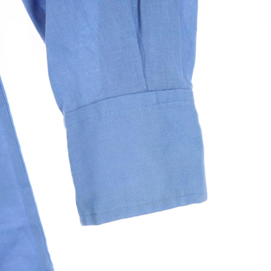 ZARA（ザラ） 長袖 リネンシャツ M ライトブルー系 メンズ 古着 中古