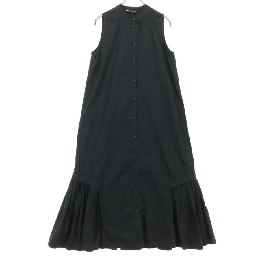 新品ザラZARAノースリーブワンピース ZARA（ザラ） 美品 ノースリーブ シャツワンピース XS ブラック