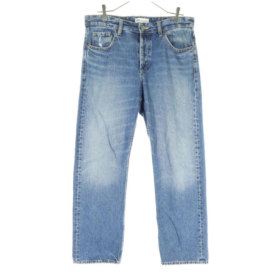 ZARA（ザラ） ダメージ加工 ストレートデニムパンツ 36 ブルー メンズ