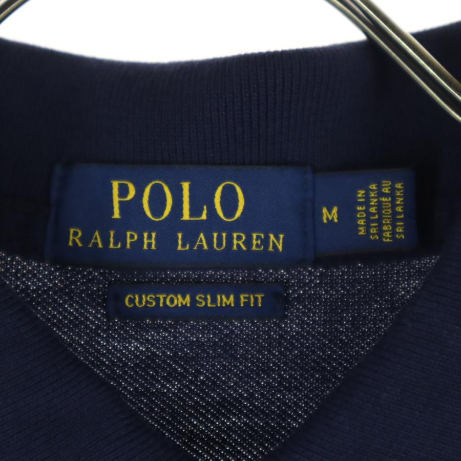 古着 美品 POLO ポロ ビッグポニー ワッペン 半袖 ポロシャツ M ネイビー ラルフローレン CUSTOM FIT メンズ Porro（ポロ） 美品 POLO ビッグポニー ワッペン 半袖 ポロシャツ M