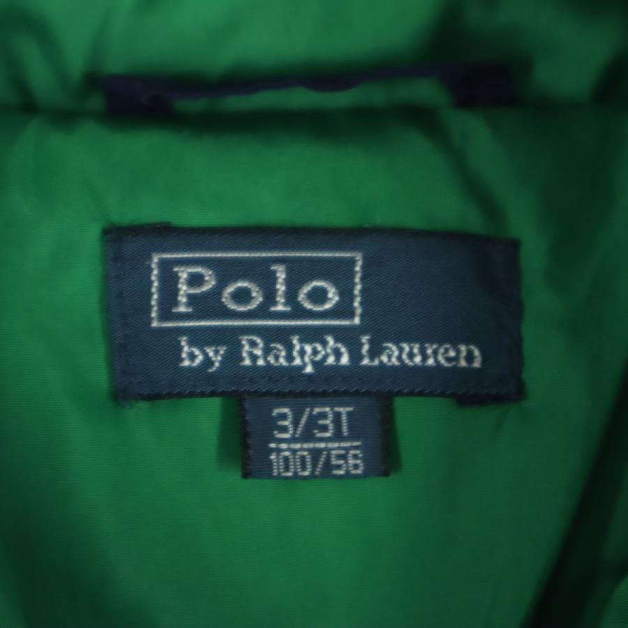 Polo by Ralph Lauren ポロバイラルフローレン ワンポイントロゴ 長袖 ダウンパーカー 3T ネイビー キッズ 古着 中古の画像