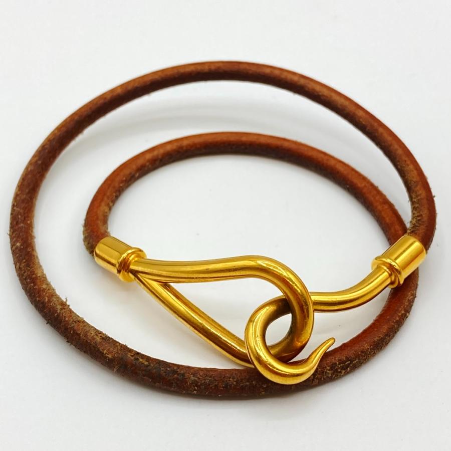 エルメス ジャンボ レザーブレスレット ブラウン ゴールド 箱付 美品 HERMES（エルメス） ◎◎ ジャンボブレスレット ダメージ多 箱付