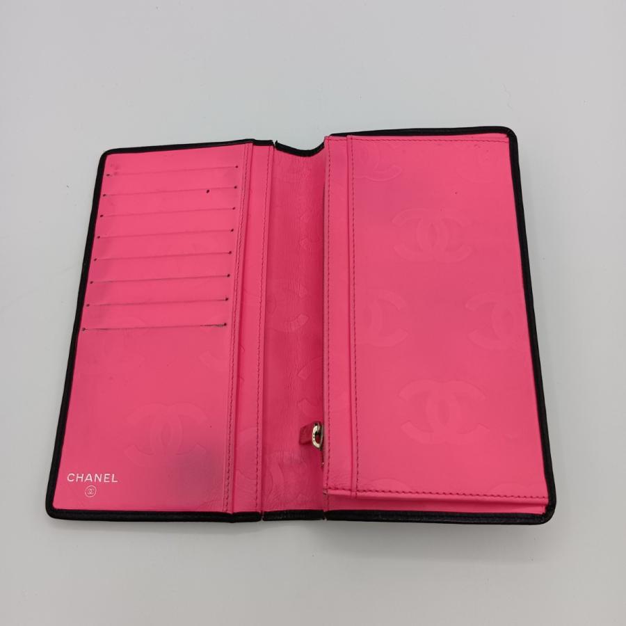 【本物保証】 箱付 シャネル CHANEL カンボンライン 長財布 A26717 シール付 10番台 二つ折り長財布 レザー ブラック 黒 ココマーク ロゴ CAMBON ほぼ新品 シャネル CHANEL カンボンライン ココマーク 二つ折り