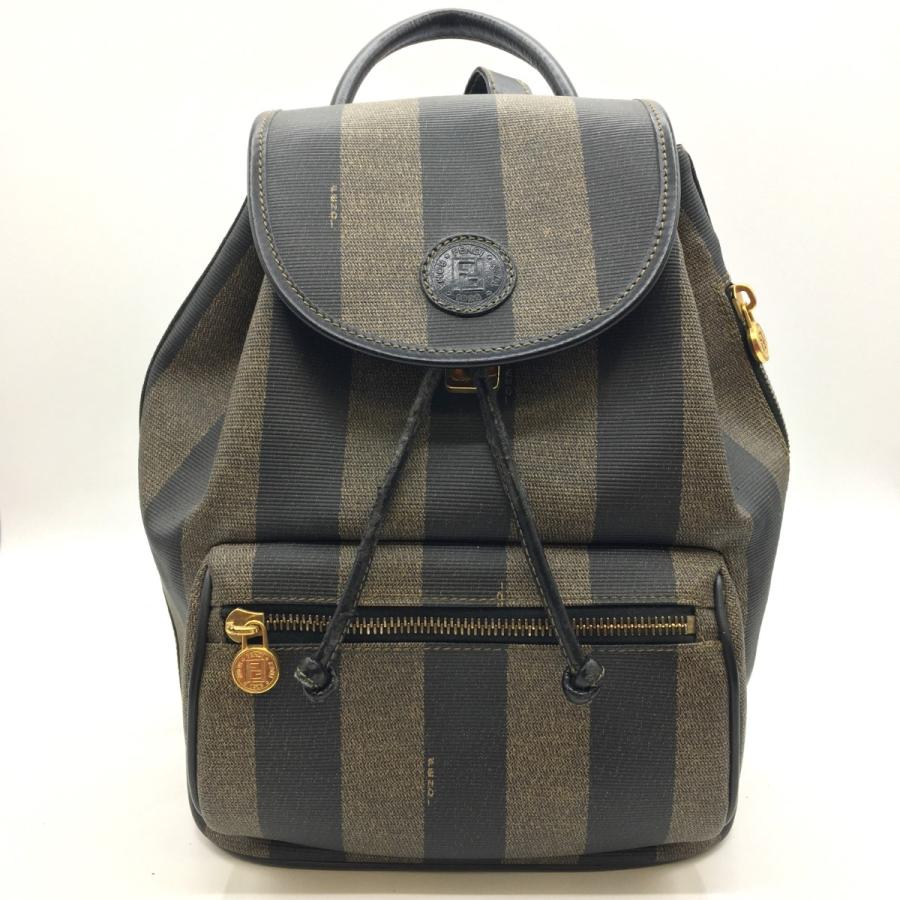 ❣️FENDIフェンディ❣️ ペカン　リュック　バック　PVCレザー●紐劣化● FENDI（フェンディ） ◎◎ ペカン柄 Pvcレザー リュック 劣化あり 傷や