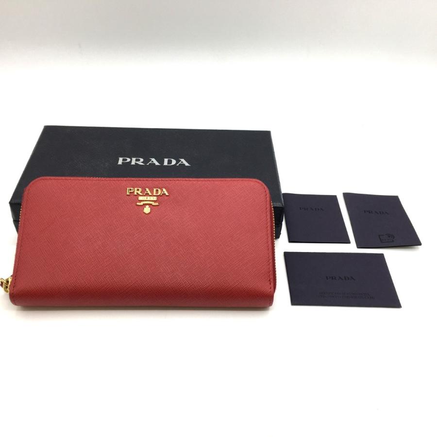PRADA ◎◎ プラダ ラウンドファスナー財布 IML506 レッド やや