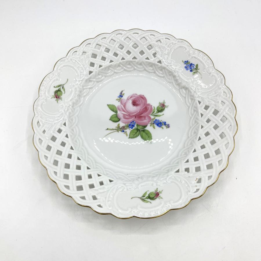 マイセン Meissen ピンクのバラ 飾り皿 やや傷や汚れあり : リサイクル