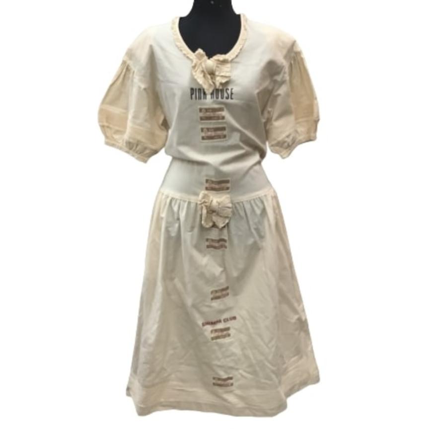 ♪♪ PINK HOUSE ピンクハウス ワンピース リボン ワッペン 生成り  