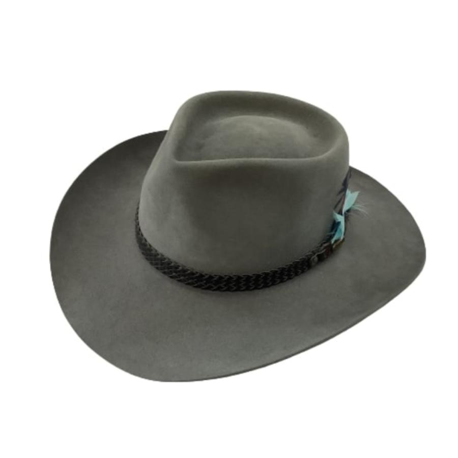 58〜60cm AKUBRAフェドーラ/ジョニーデップ/グレー/ハット　値下不可 ♪♪ AKUBRA アクブラ メンズ 中折れ帽子 ハット SIZE 57 グレー やや