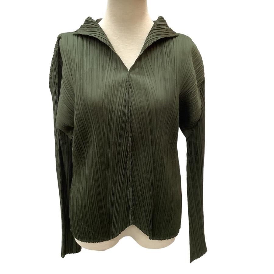 プリーツプリーズ　変形ジャケット　グリーン系 ISSEY MIYAKE（イッセイミヤケ） ♪♪ PLEATS PLEASE 変形 カットソー