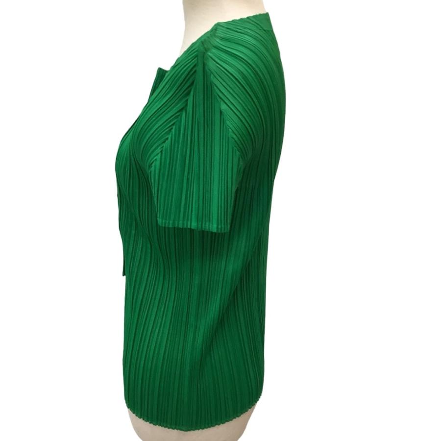 プリーツプリーズ　グリーン　トップス ISSEY MIYAKE（イッセイミヤケ） ♪♪ PLEATS PLEASE カットソー SIZE