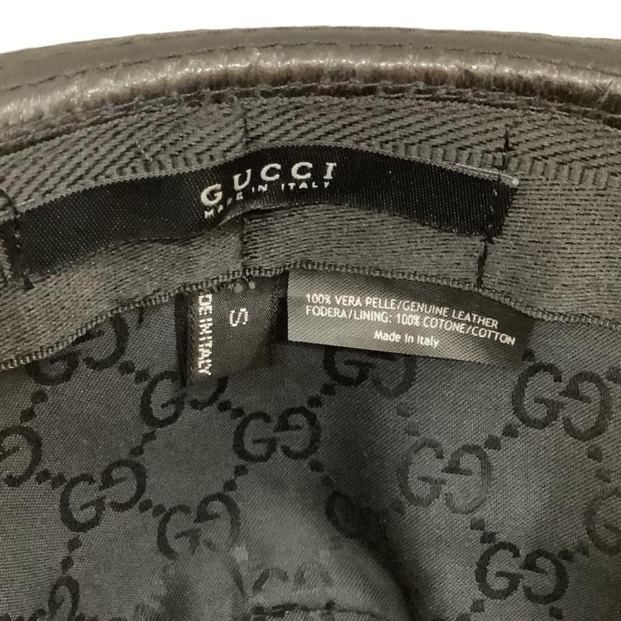 GUCCI ♪♪ グッチ ハット 帽子 シェリーライン 本革 レザー ブラック