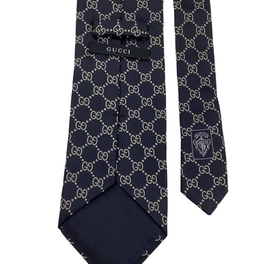 Gucci GG柄　グレー ネクタイ　グッチ　ロゴ ブランド　メンズ GUCCI（グッチ） メンズ ネクタイ GG柄 ネイビー×グレー やや傷や汚れ