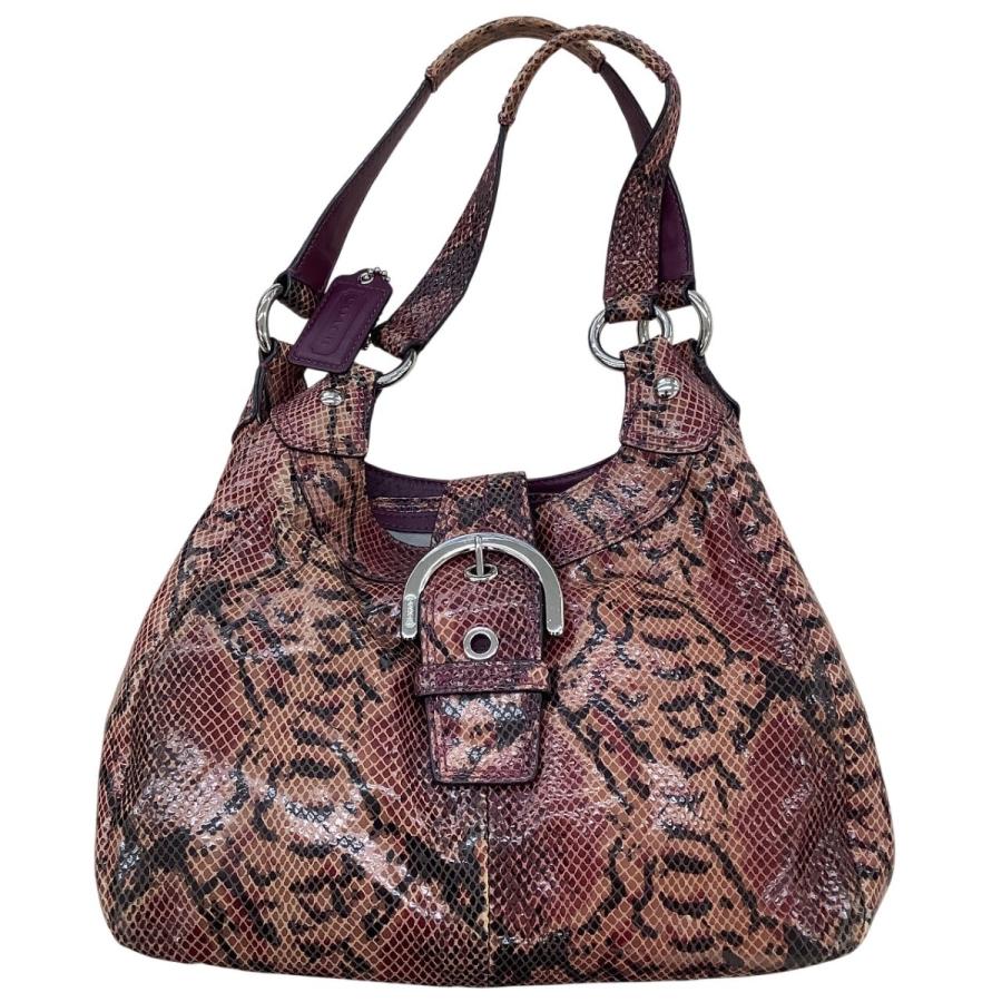 COACH（コーチ） パイソン柄 ハンドバッグ H1120-F17419 赤系 やや傷や