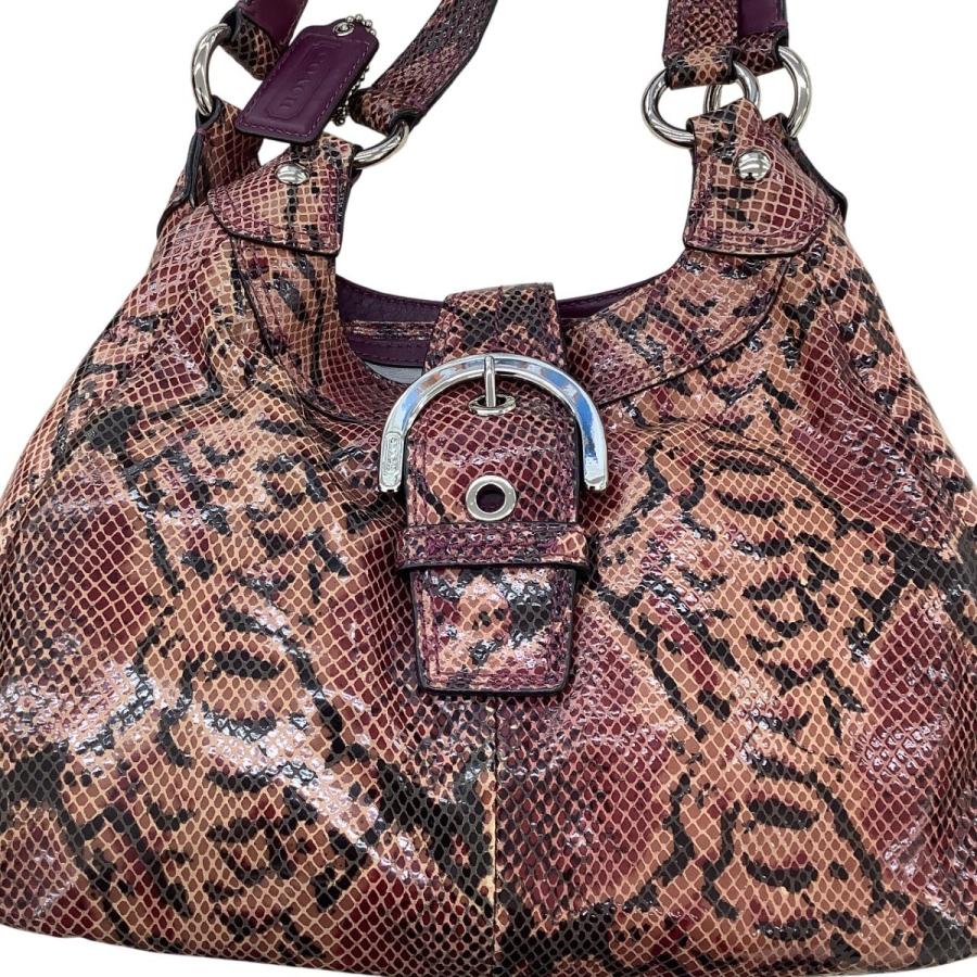 タグ付き COACH コーチ ラフィア ビジュー パイソン ハンドバッグ Y2K COACH（コーチ） パイソン柄 ハンドバッグ H1120-F17419 赤系 やや傷や