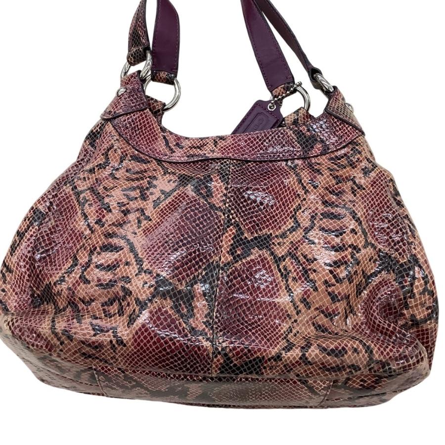 COACH（コーチ） パイソン柄 ハンドバッグ H1120-F17419 赤系 やや傷や