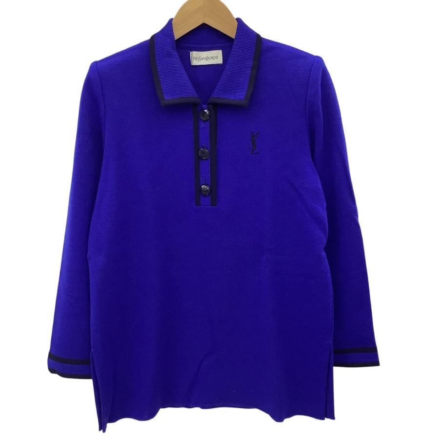 Yves Saint Laurent イブサンローラン レディース 長袖 ポロシャツ SIZE M ブルー Yves Saint Laurent（イヴ・サンローラン） イブサンローラン