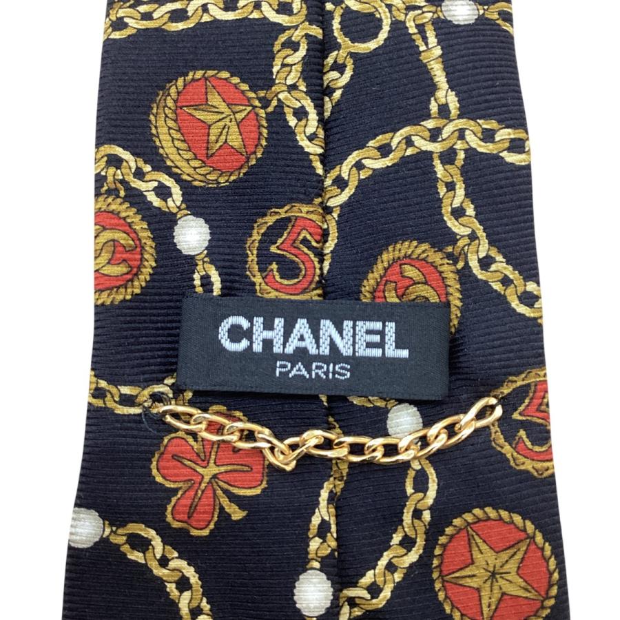 CHANEL シャネル ネクタイ チェーン柄 ブラック CHANEL（シャネル） ネクタイ チェーン柄 ブラック やや傷や汚れあり