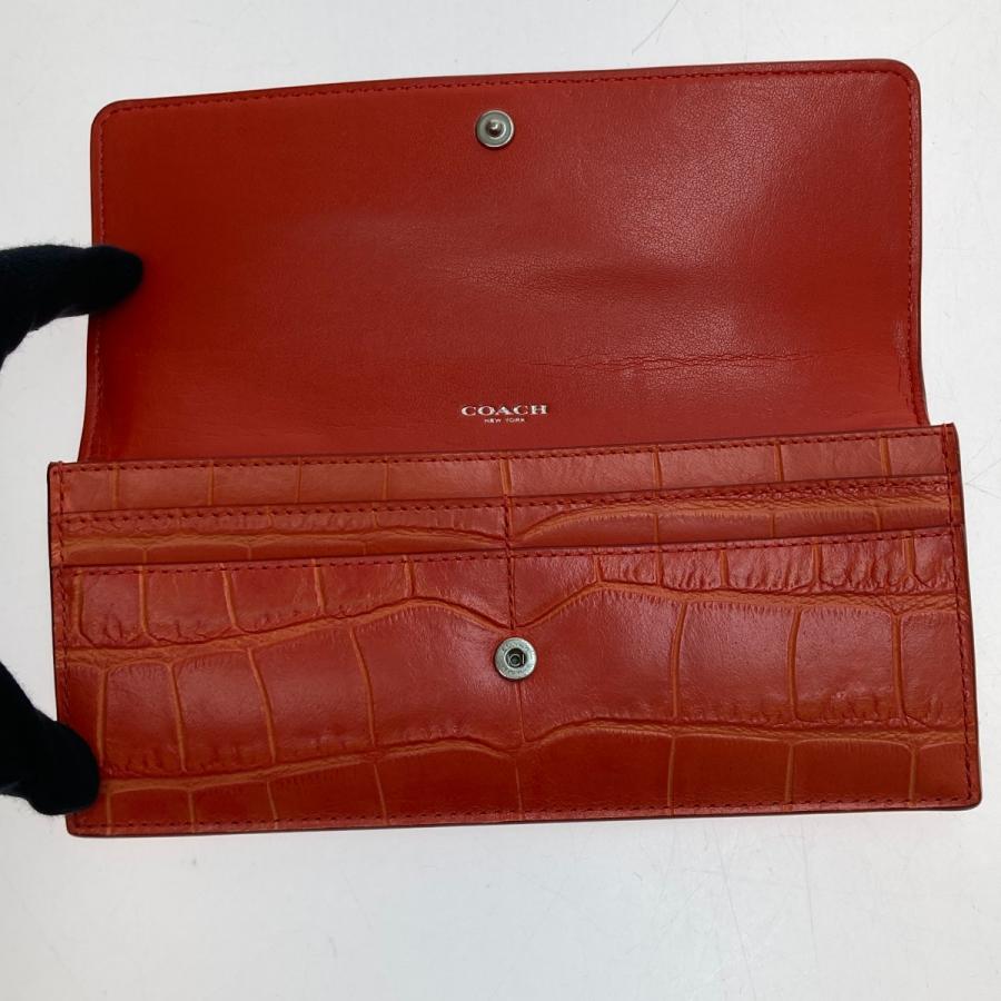 □□COACH コーチ ウォレットエンボスド クロコ レザー 53393 オレンジ COACH（コーチ） □□ ウォレットエンボスド クロコ レザー 53393