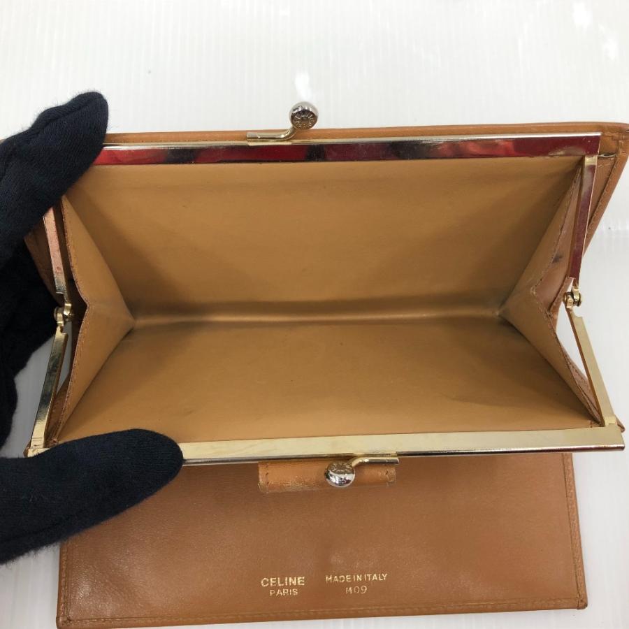 CELINE（セリーヌ） □□ 二つ折り長財布 がま口 マカダム ベージュ 傷