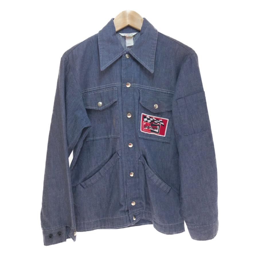 □□70s CHAMPION OFFICIAL RACING APPAREL カバーオール サイズ不明 インディゴ □□ 70s CHAMPION OFFICIAL RACING APPAREL カバーオール サイズ不明
