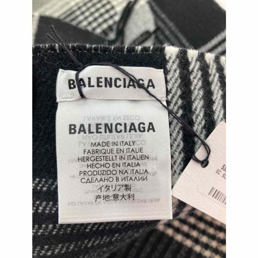 □□BALENCIAGA バレンシアガ タータンチェック ロゴ　ストール グレー BALENCIAGA（バレンシアガ） □□ タータンチェック ロゴ ストール