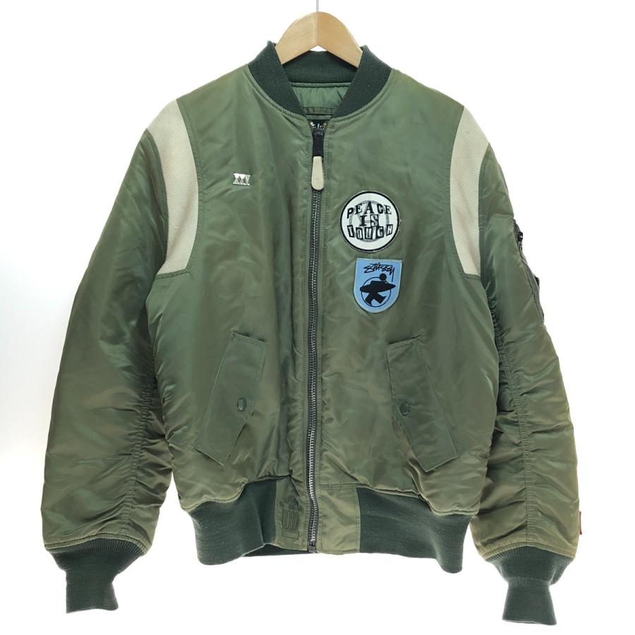 □□ stussy ステューシー MA-1 ジャケット Mサイズ オリーブ 傷や汚れ 