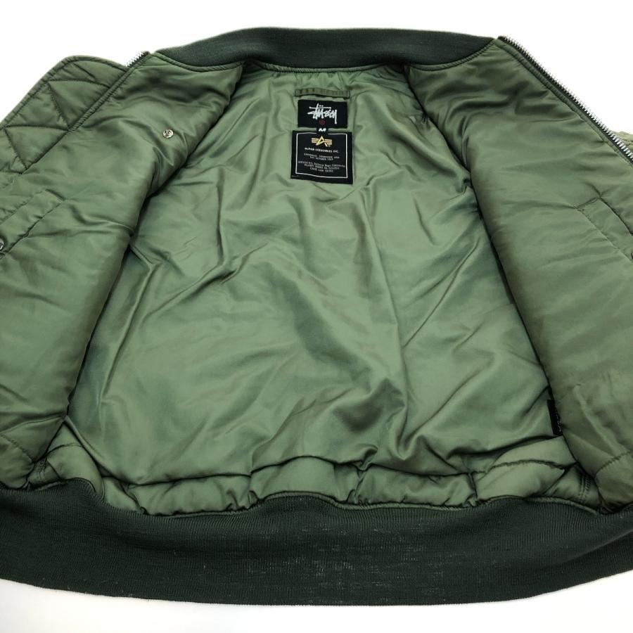 □□ stussy ステューシー MA-1 ジャケット Mサイズ オリーブ 傷や汚れ 