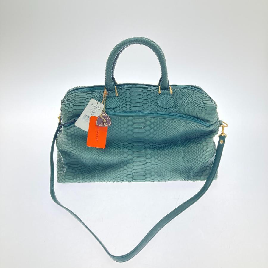 定価50万!!!JRA認定ダイヤモンドパイソンレザー ボストン 2way 大容量 □□ JRA パイソン 2wayバッグ ボストン ショルダーバッグ グリーン
