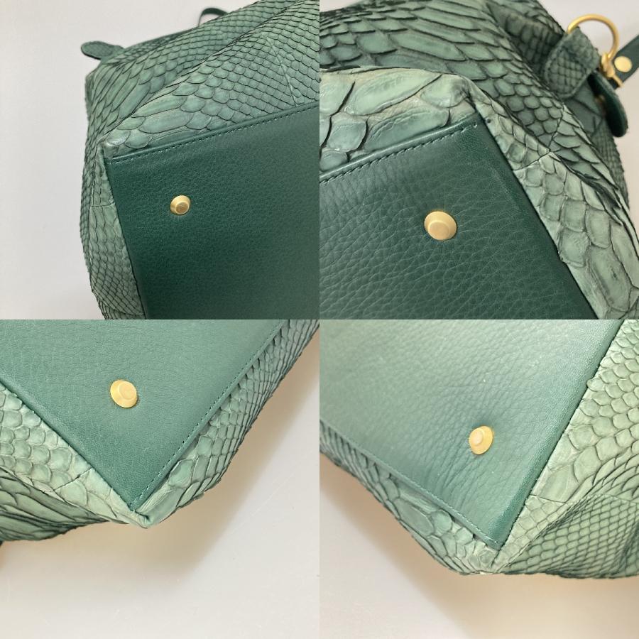 【美品 JRA公認】パイソン ボストンバッグ 2way 斜め掛け 旅行 出張 □□ JRA パイソン 2wayバッグ ボストン ショルダーバッグ グリーン