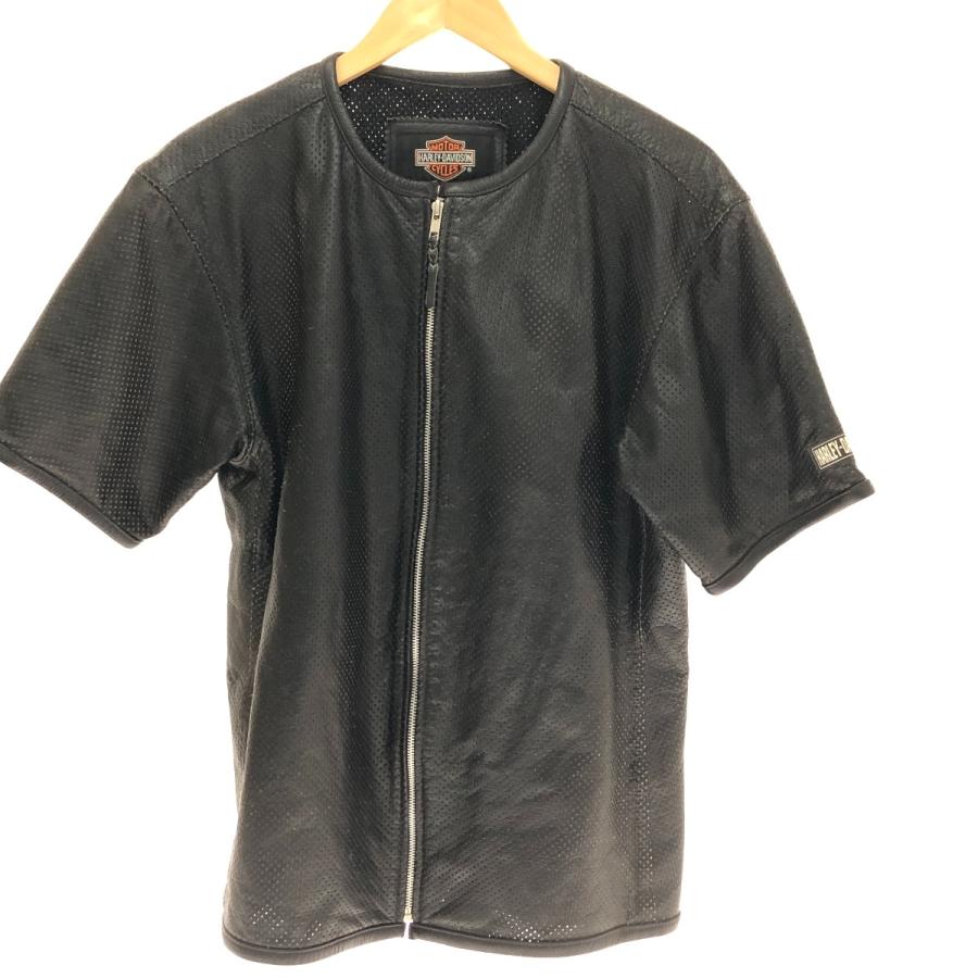 ハーレーダビッドソン パンチングレザージャケット 半袖 □□ HARLEY