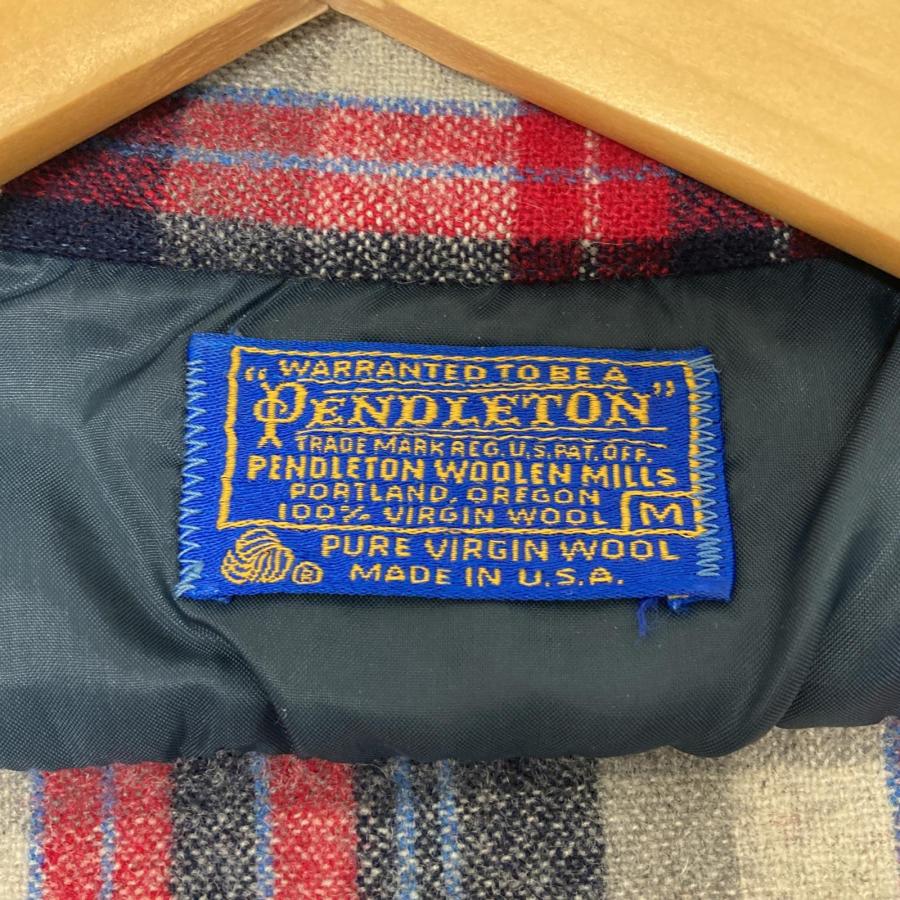 □□ 70s PENDLETON 長袖チェックシャツ USA製 Mサイズ レッド 古着